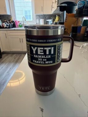 Yeti 30 oz Travel Mug - Maroon with Silver Accents
